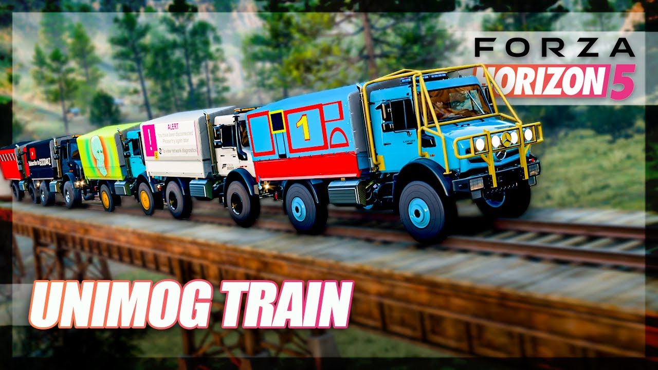 Forza Horizon 5 - Making a Unimog Train! (Wrecks & Fails)