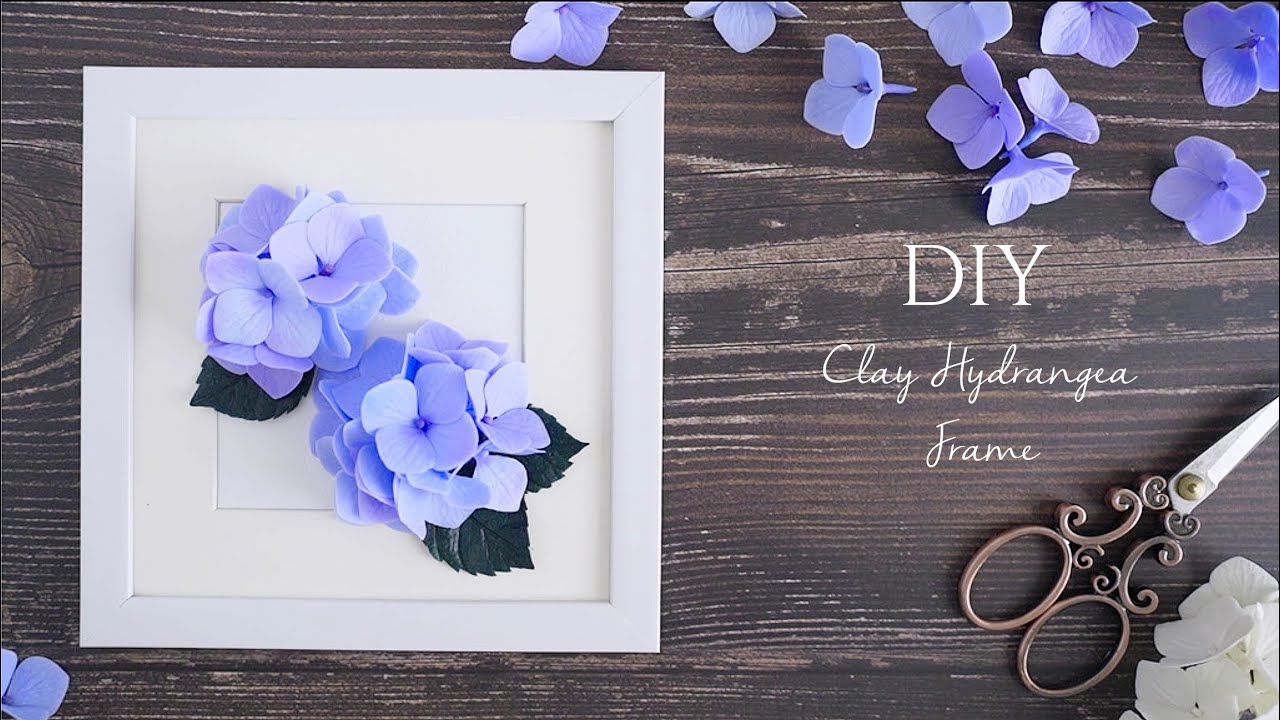 DIY How to make clay Hydrangea Frame | Air dry clay | Cold Porcelain |