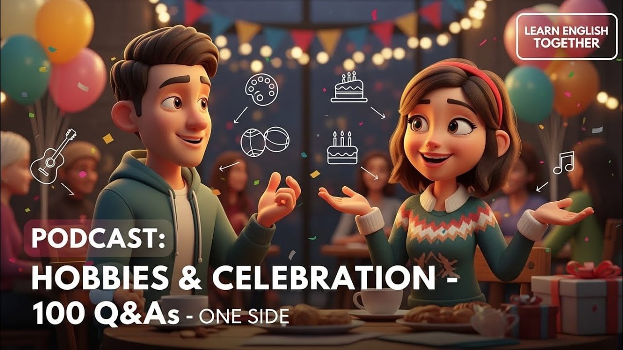 English Learning Podcast | Hobbies & Celebrations (100 Questions & Answers)