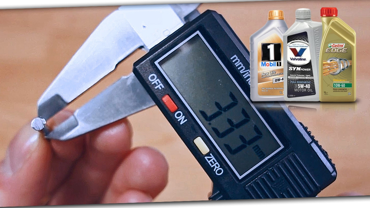 Pomiar pr&oacute;bek tarcia średnica - Castrol 10W60, Valvoline Synpower 5W40, Mobil 1 New Life 0W40