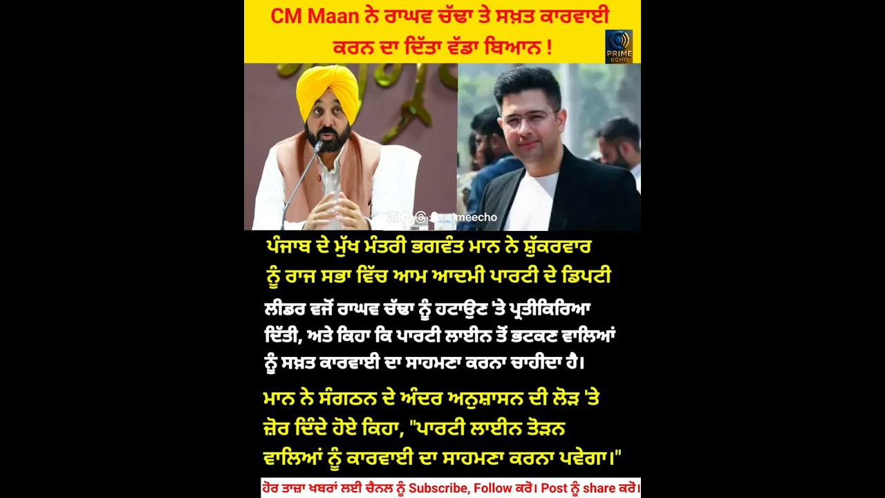 CM ਮਾਨ ਦਾ ਵੱਡਾ ਬਿਆਨ 🔥 Raghav Chadha 'ਤੇ ਸਖ਼ਤ ਕਾਰਵਾਈ | Raghav Chadha Controversy