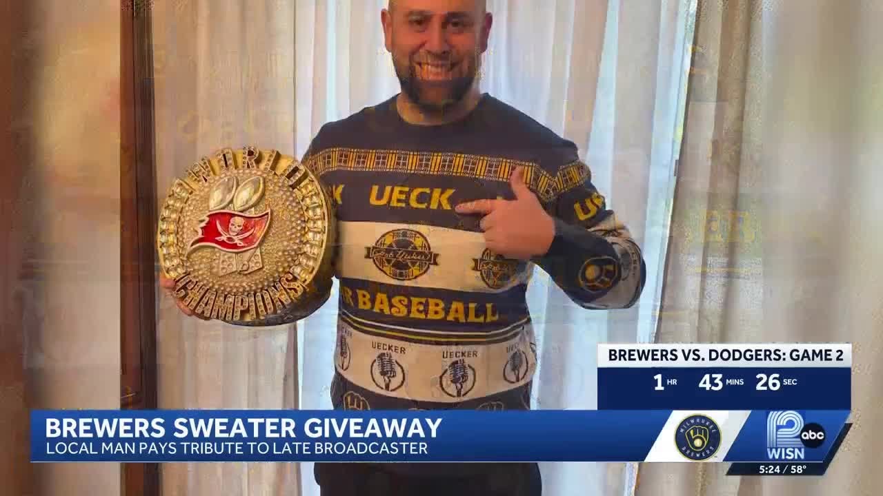 Bob Uecker-inspired sweaters honor Brewers legend during playoffs