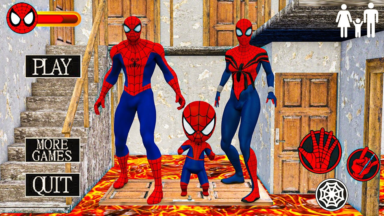 Playing as SpiderMan x Granny x Grandpa x Labubu call Tung Tung Sahur x Baby Spider in Granny House