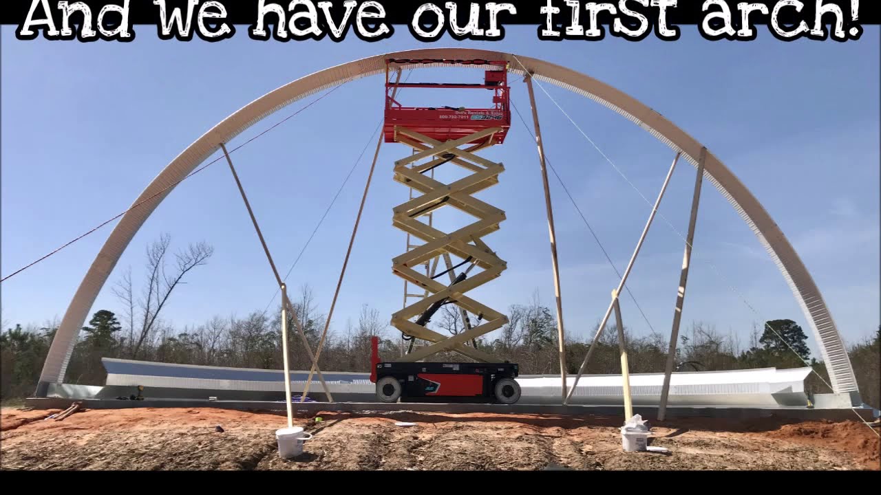 Raising the first arch of our Quonset Hut