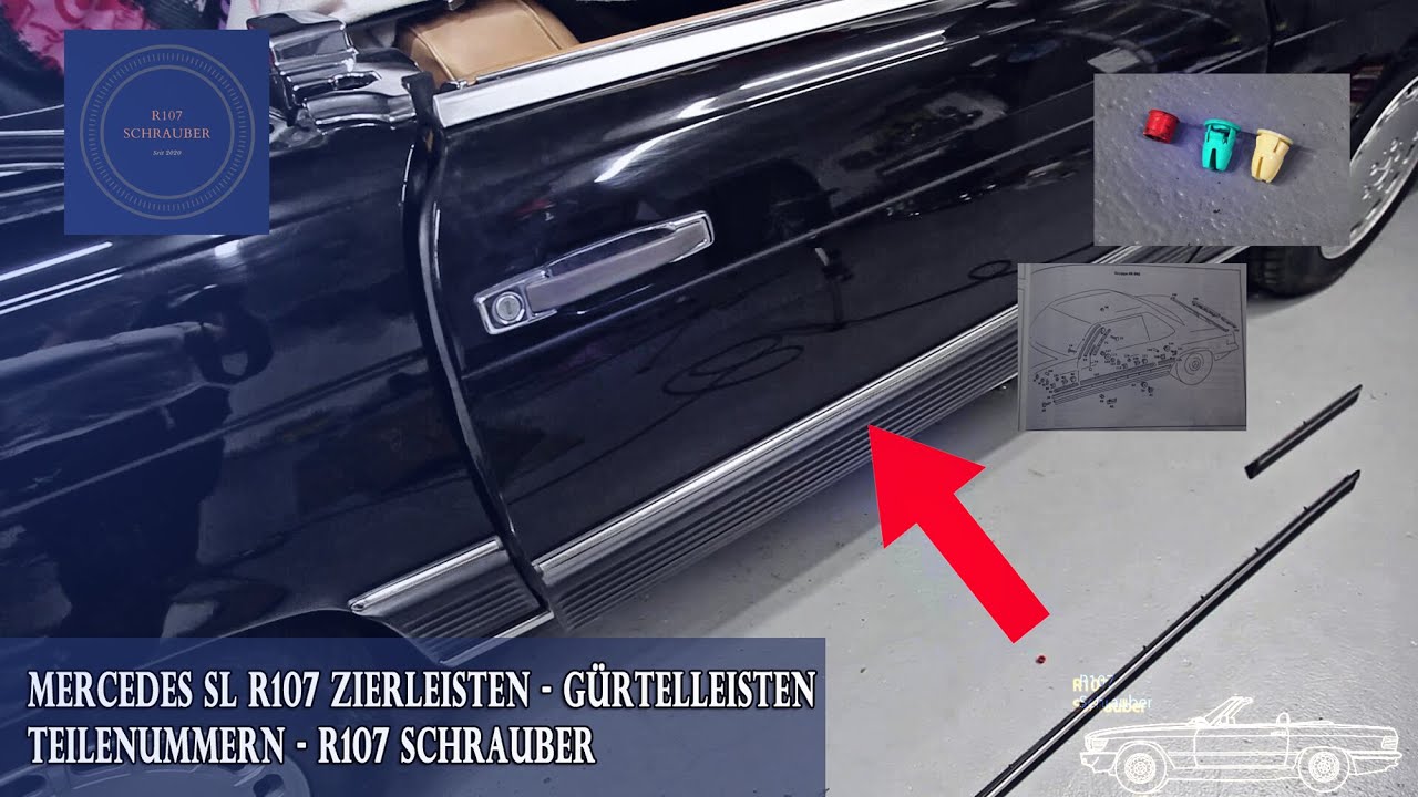 Mercedes SL R107 - Zierleisten Gürtelleisten - Chromeinfassungen  - R107 Schrauber