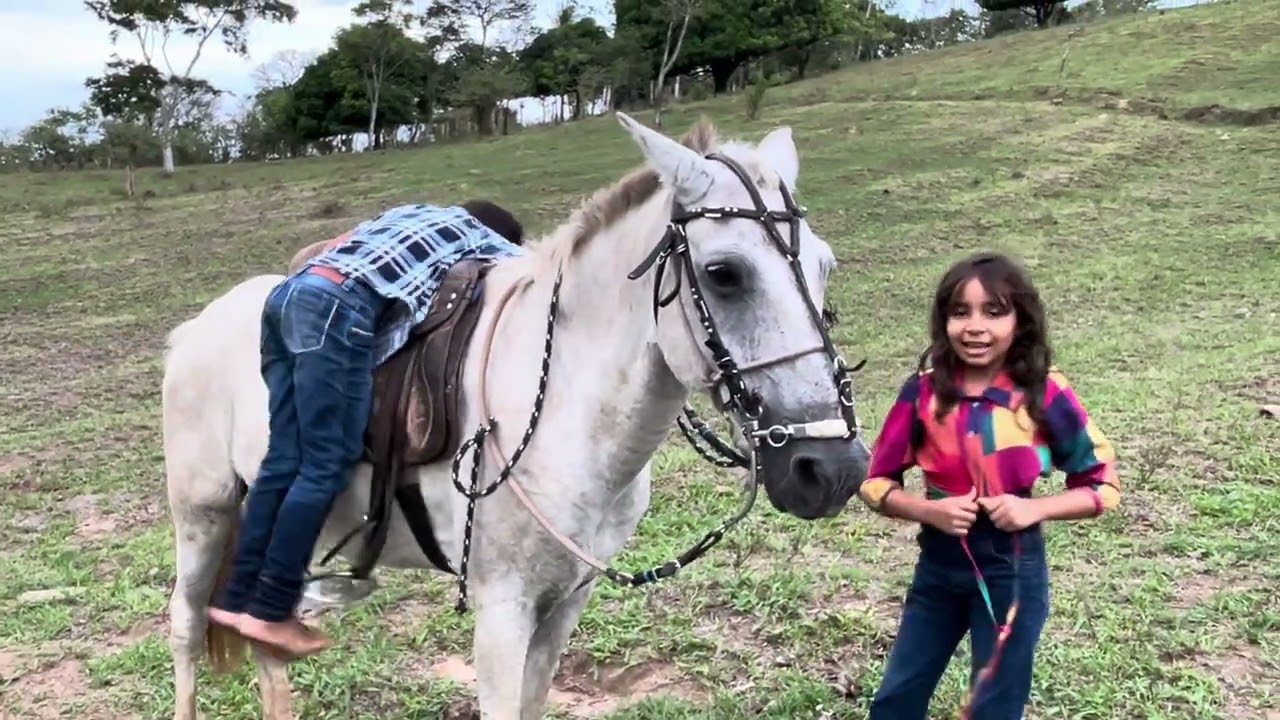 Passeio a cavalo na fazenda da Tia Mônica em Paulo Jacinto Alícia e Agnaldinho 