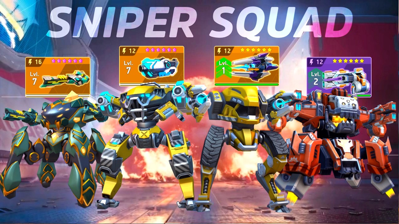 SNIPER SQUAD - EM Rifle, Railgun, Continuum, Quantum Gun - Arachnos Ares Zephyr Vortex - Mech Arena