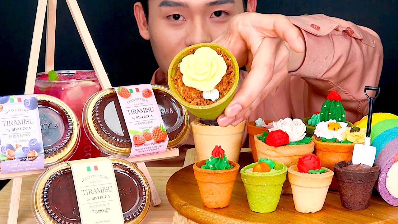 떠먹는 티라미수 먹는화분 무지개롤빵 먹방~!! Tiramisu Edible Flowerpot Rainbow Roll Bread MuKBang~!!
