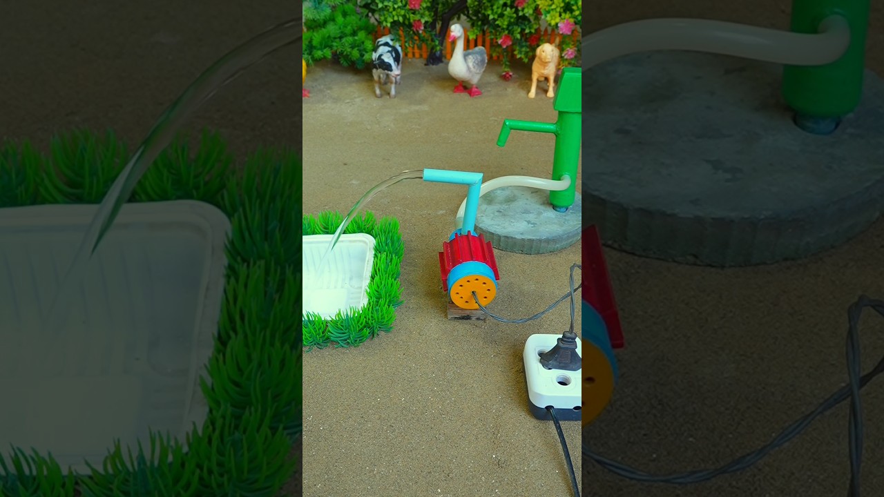 Mini hand pump project water with supply motor drinks elephant duck farm #waterpump #shorts #621