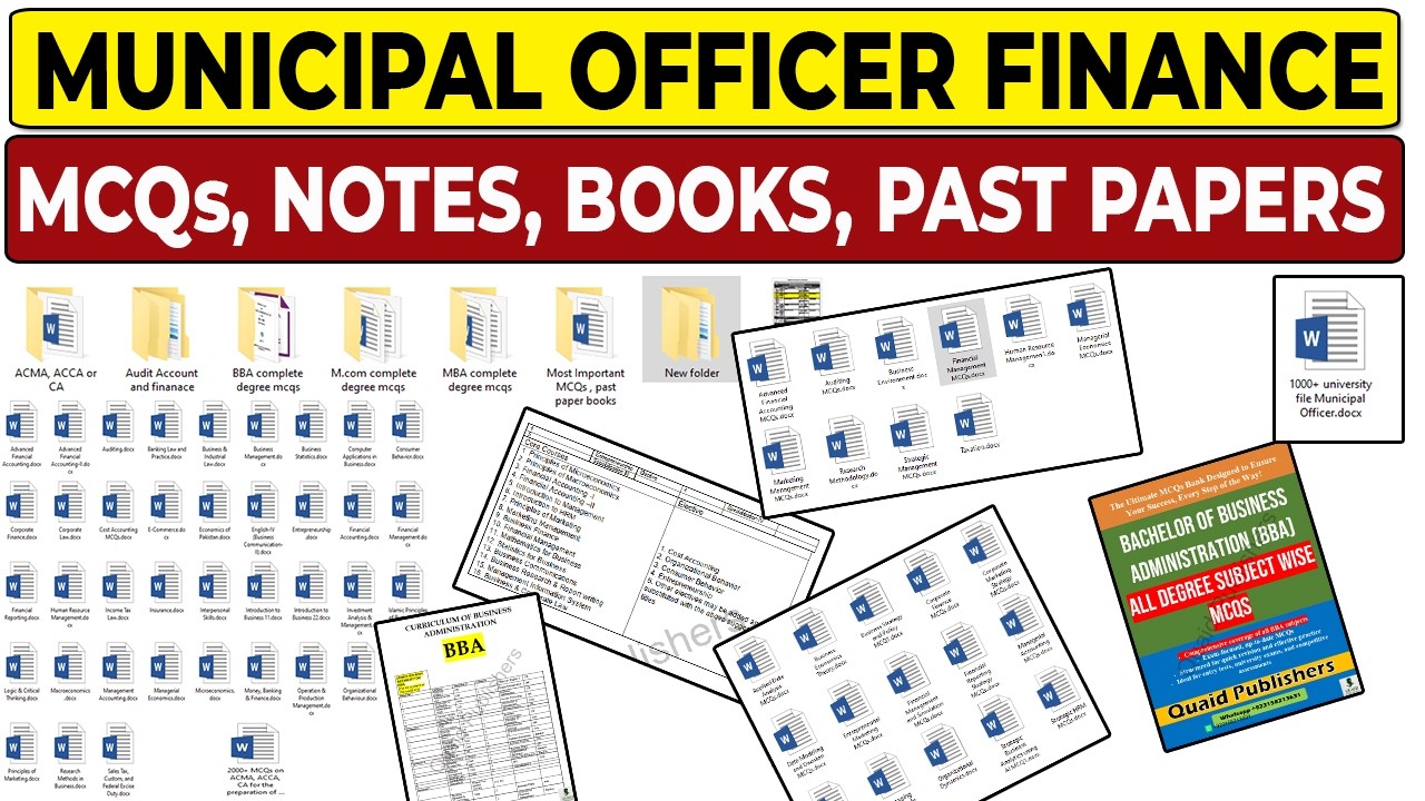 MUNICIPAL OFFICER (FINANCE)/ DMO(FINANCE)/ AMO  ASSISTANT DIRECTOR, PLGB PPSC JOB PREPARATION GUIDE