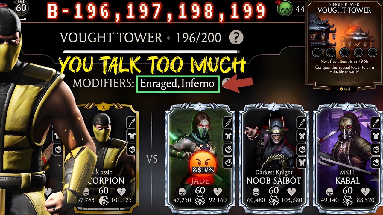 Vought Tower 196 - 199 Gameplay | Gold Teams Synergies + Equipment & Talent Tree Setups | MK Mobile