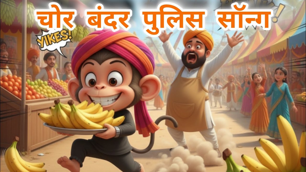 Chor Bandar Police Song 😆🐒 | Funny Banana Dance Kids Song||चोर बंदर पुलिस सॉन्ग 🚓