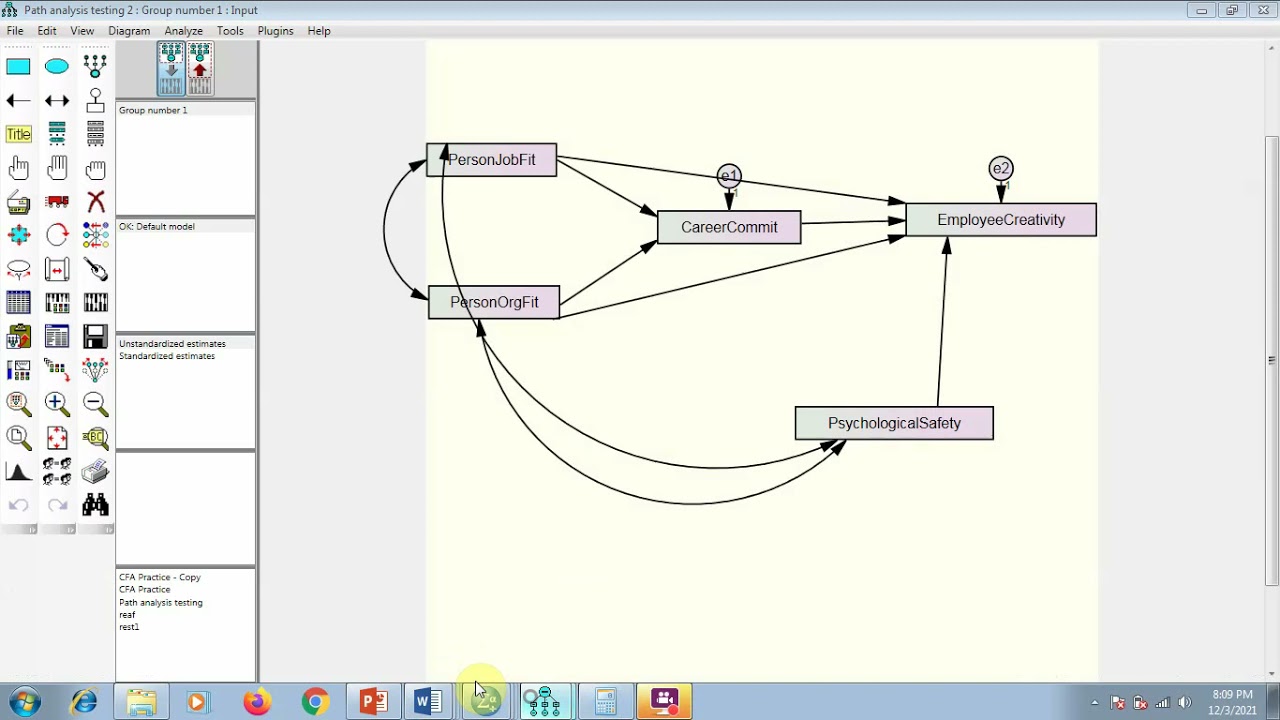 Mediation Analysis using AMOS (Mediation Hypothesis Testing)