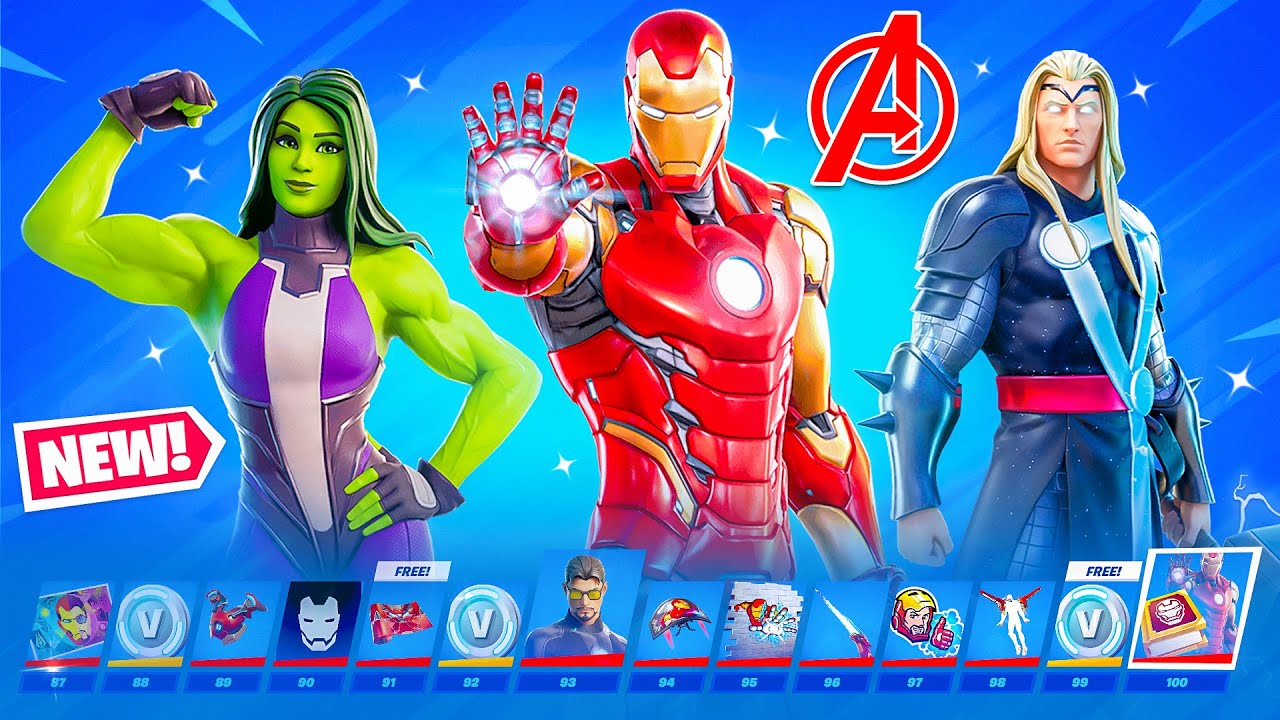 Tier 100 MARVEL Season 4 Battle Pass Fully Unlocked! (Iron Man in Fortnite)