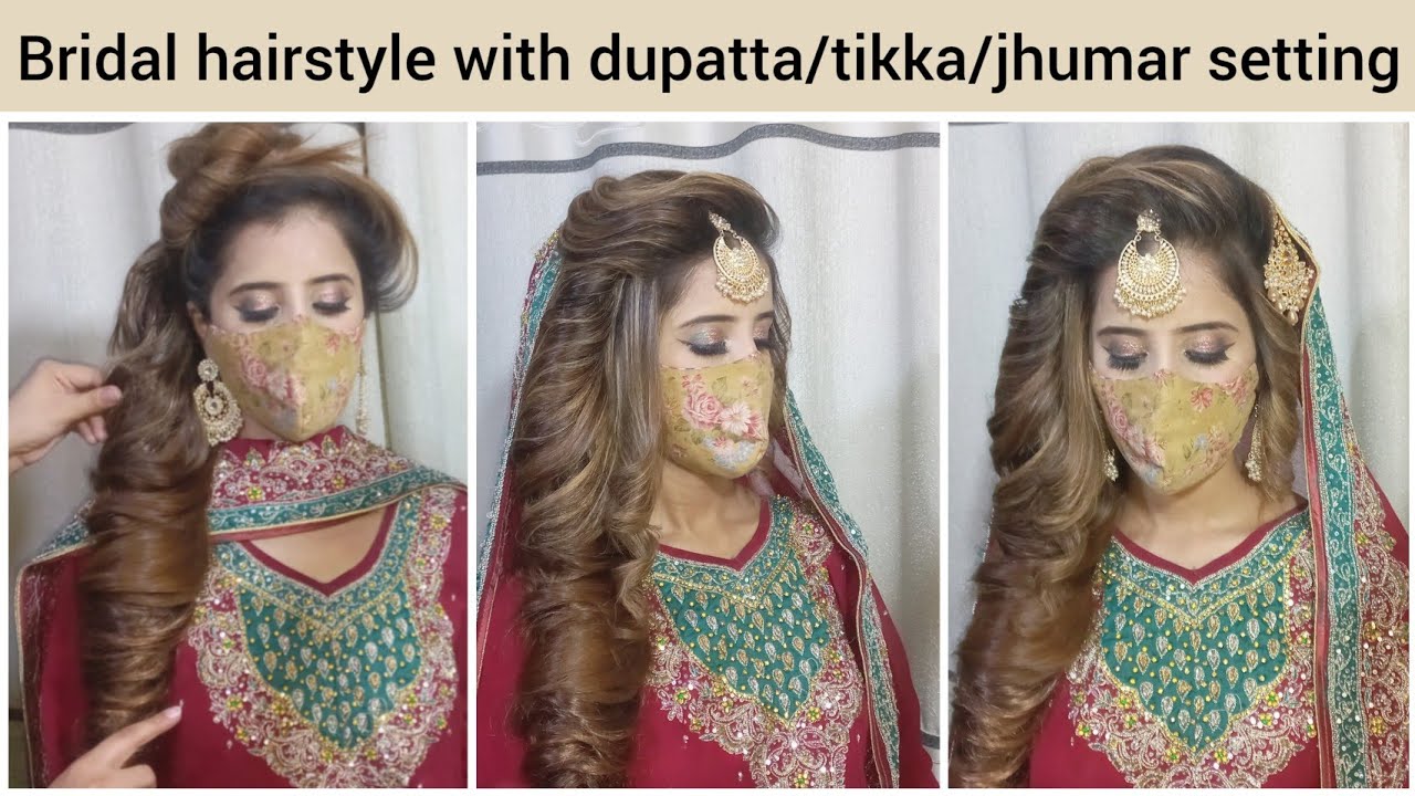 bridal hairstyle tutorial video | wedding hairstyle for muslim bride | easy hairstyle for engagement