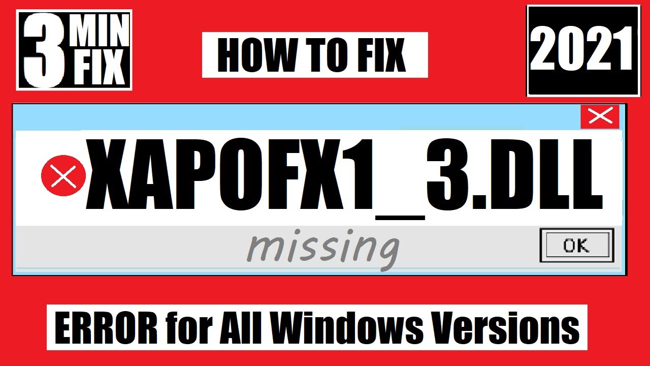 [𝟚𝟘𝟚𝟙]  How to Fix the program can't start because xapofx1_3.dll Missing Error Window 10 64Bit/32Bit