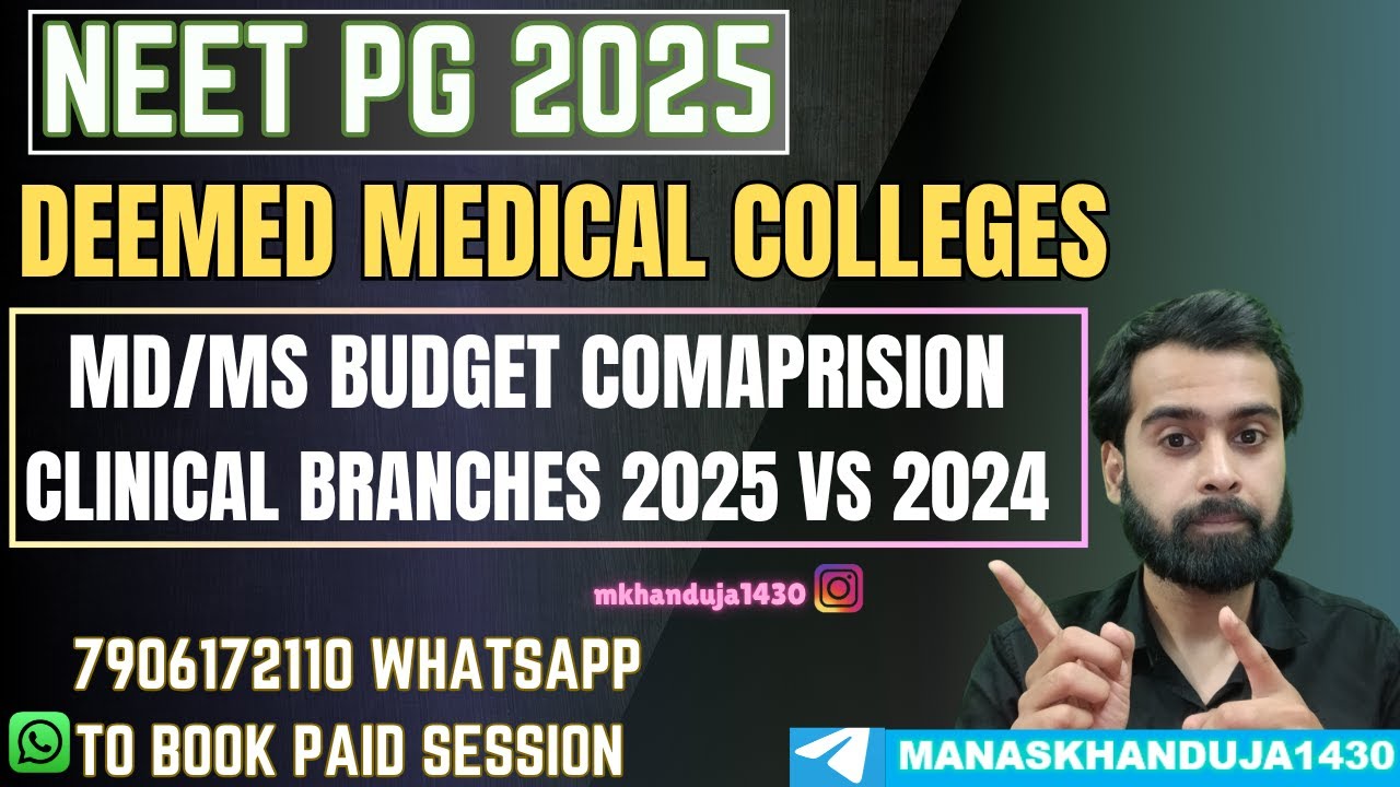 MD/MS DEEMED MEDICAL COLLEGES | CLINICAL BRANCHES 2025 VS 2024 BUDGET COMAPARISON | LOW FEES OPTIONS