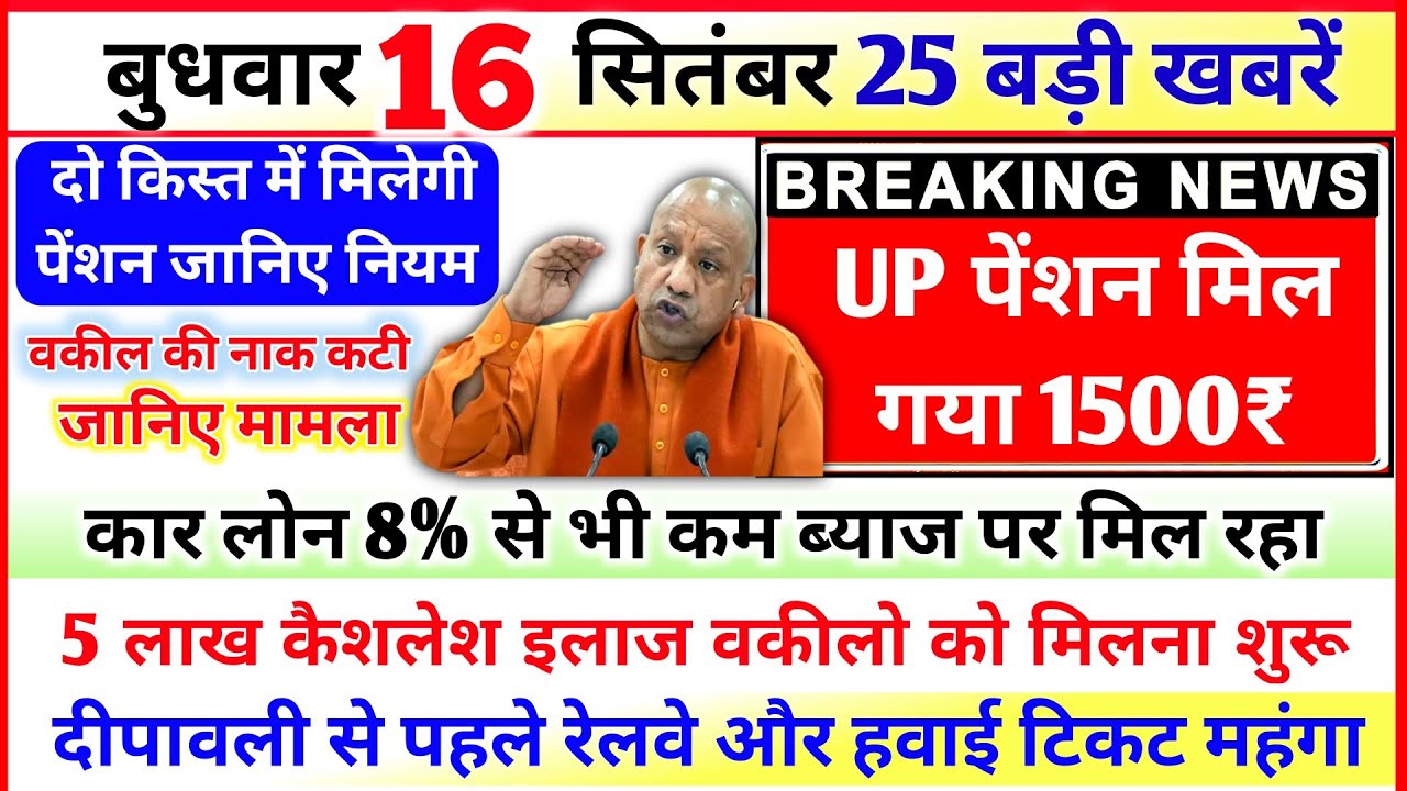 16 September 2026 UP News Uttar Pradesh Ki Taja Khabar Mukhya Samachar Yogi samachar Clean News UP