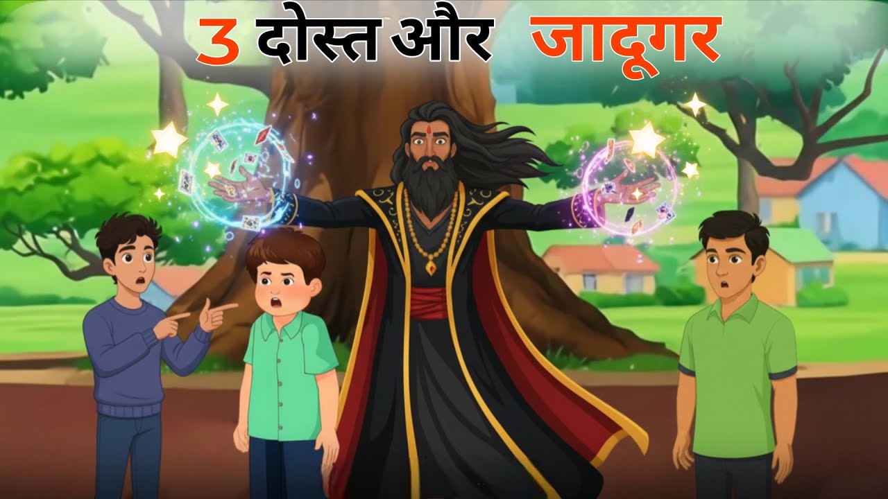 तीन दोस्त और जादूगर | 3 dost our jadugar Hindia story | Hindi kahani | moral story | cartoon story |