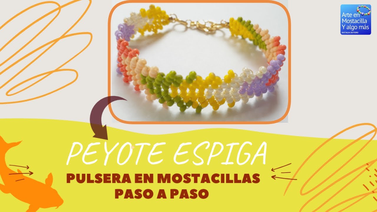 PULSERA MOSTACILLA FÁCIL/PEYOTE ESPIGA /PEYOTE STITCH /PUNTADA PEYOTE PASO A PASO/ ESPINA DE PESCADO