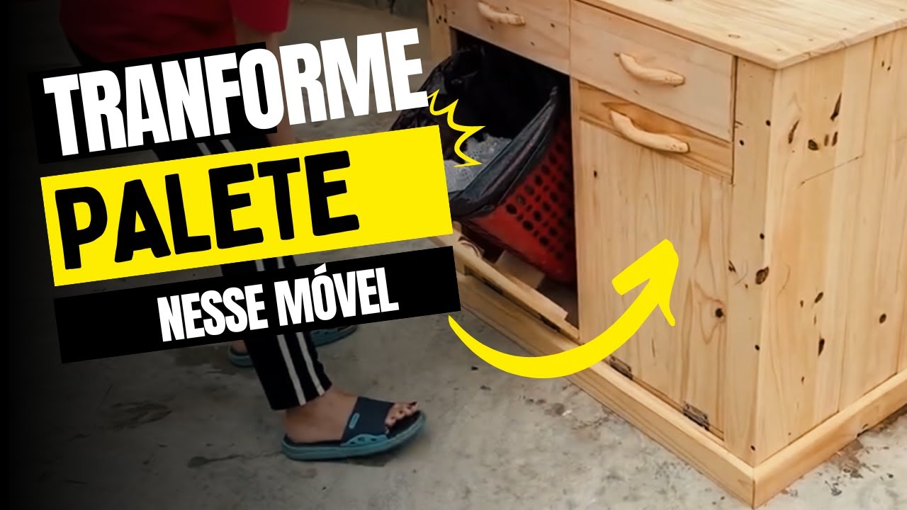 Transforme um Palete em M&oacute;vel com Lixeira | DIY Marcenaria F&aacute;cil