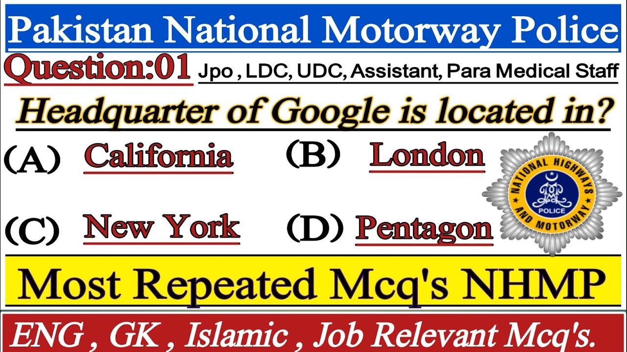 NHMP Preparation |JPO | LDC | UDC | Assistant Para Medical staff | Motorway Police Test Preparatio |