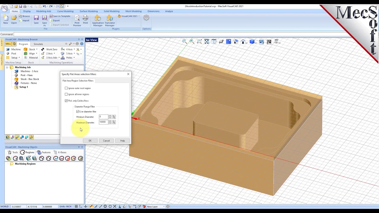 VisualCAD/CAM 2021: 2½ Axis Milling Introduction