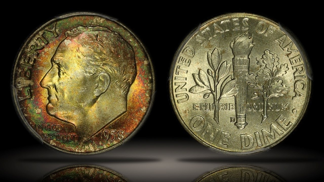 1958-D Roosevelt Dime PCGS MS67FB Beautiful Vibrant Rainbow Color Toning