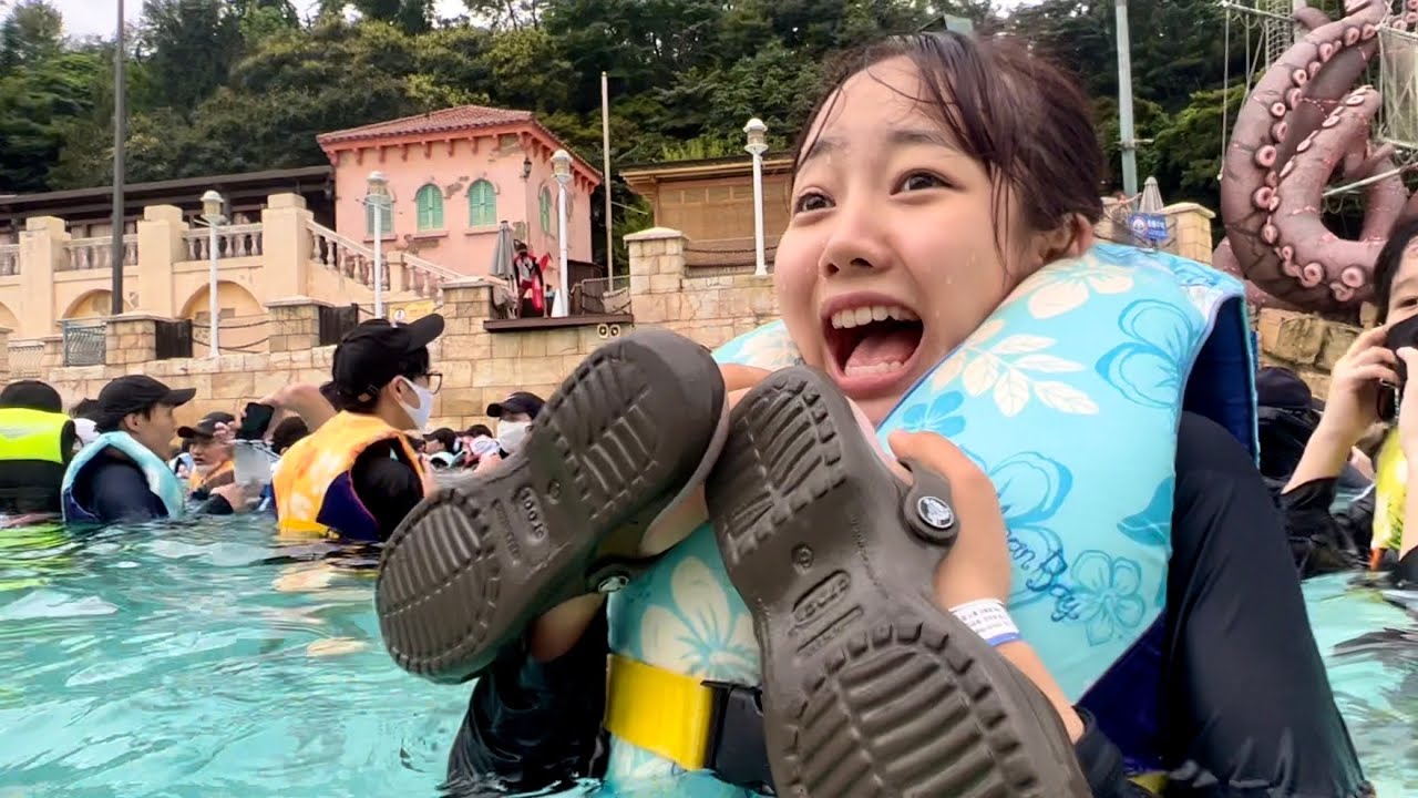 🌊캐리비안베이 또!! 갔다가 🛝워터슬라이드 멈춰서 갇힌 하루 V-log,,ㅠㅠ