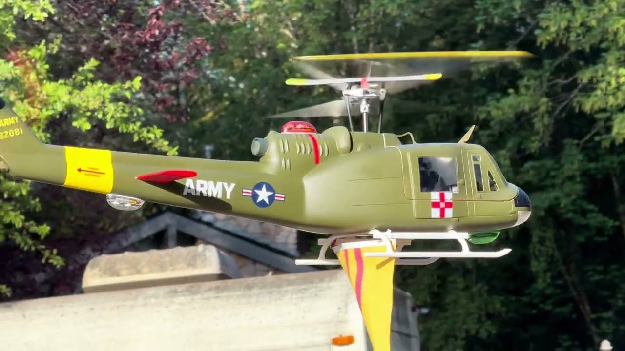 Flying my Fly Wing RC Scale UH-1 Huey Helicopter with ZMR Navigation Lights