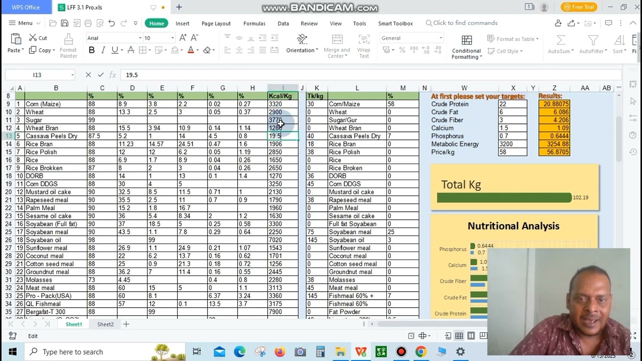 How to add your feed ingredients in to the feed formulation software excel.