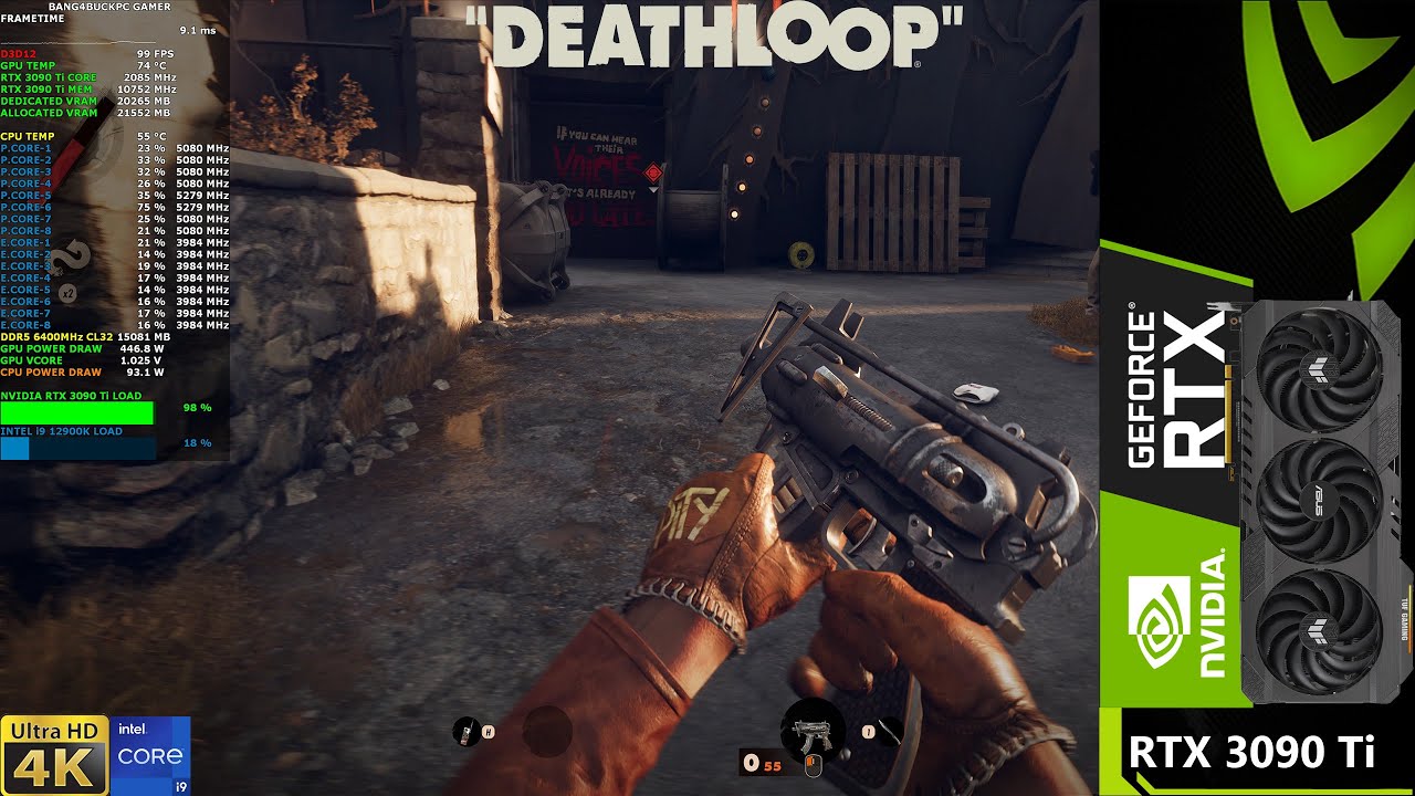 Deathloop Ultra Ray Tracing FSR 2.0 Quality 4K | RTX 3090 Ti | i9 12900K