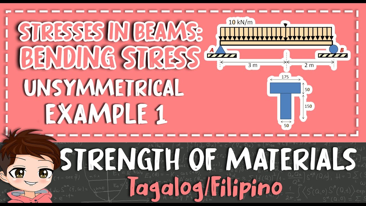 FLEXURAL/BENDING STRESS | Unsymmetrical Sections | Example 1 | Strength of Materials (Filipino)