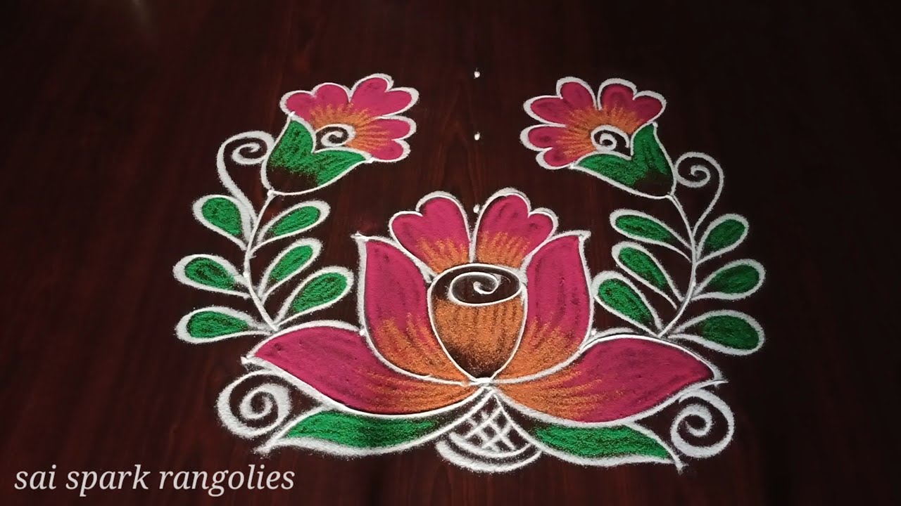beautiful flower rangoli | small poo kolam | latest daily rangoli @saisparkrangolies