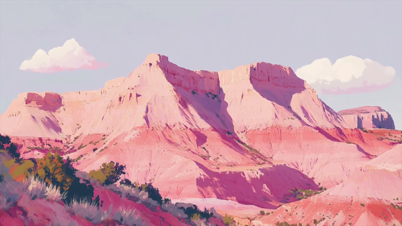 Pink Desert Badlands Art Screensaver for Frame TV Decor | Southwest Painting | No Music | 3 Hours