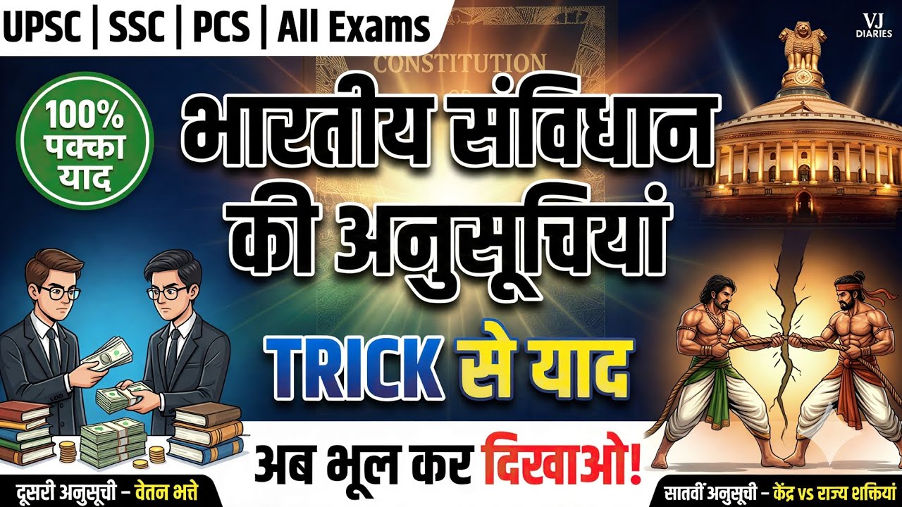 100% पक्का याद: भारतीय संविधान की सभी 12 अनुसूचियां | Best Memory Trick #ConstitutionTricks #polity 