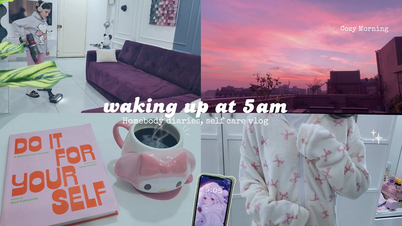 Self care vlog 🫧 waking up at 5 am | cozy productive morning routine | aesthetic vlog Indian