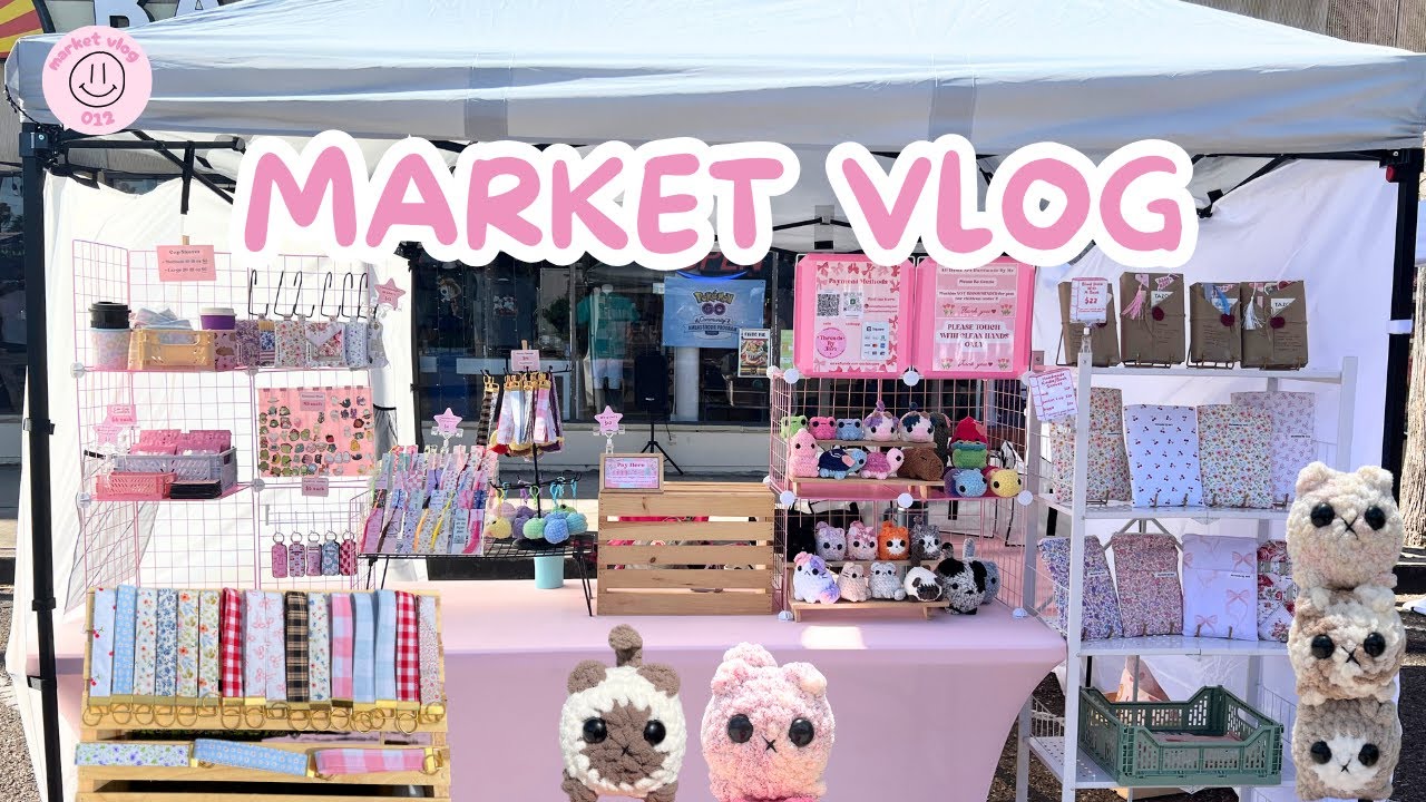 Evening Market Vlog 🌙 , Selling My Crochet Plushies and Sewn Products 🧵🧶