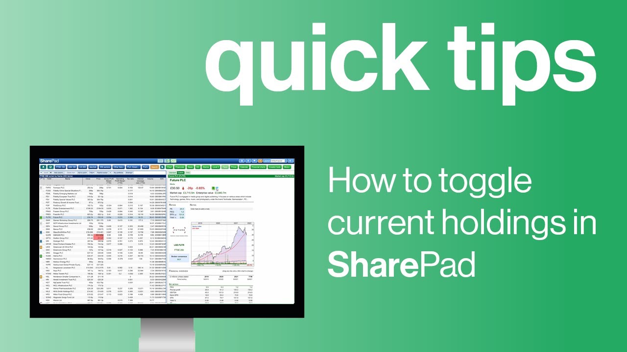 ShareScope (formerly SharePad) - How to toggle Current Holdings | Quick tips