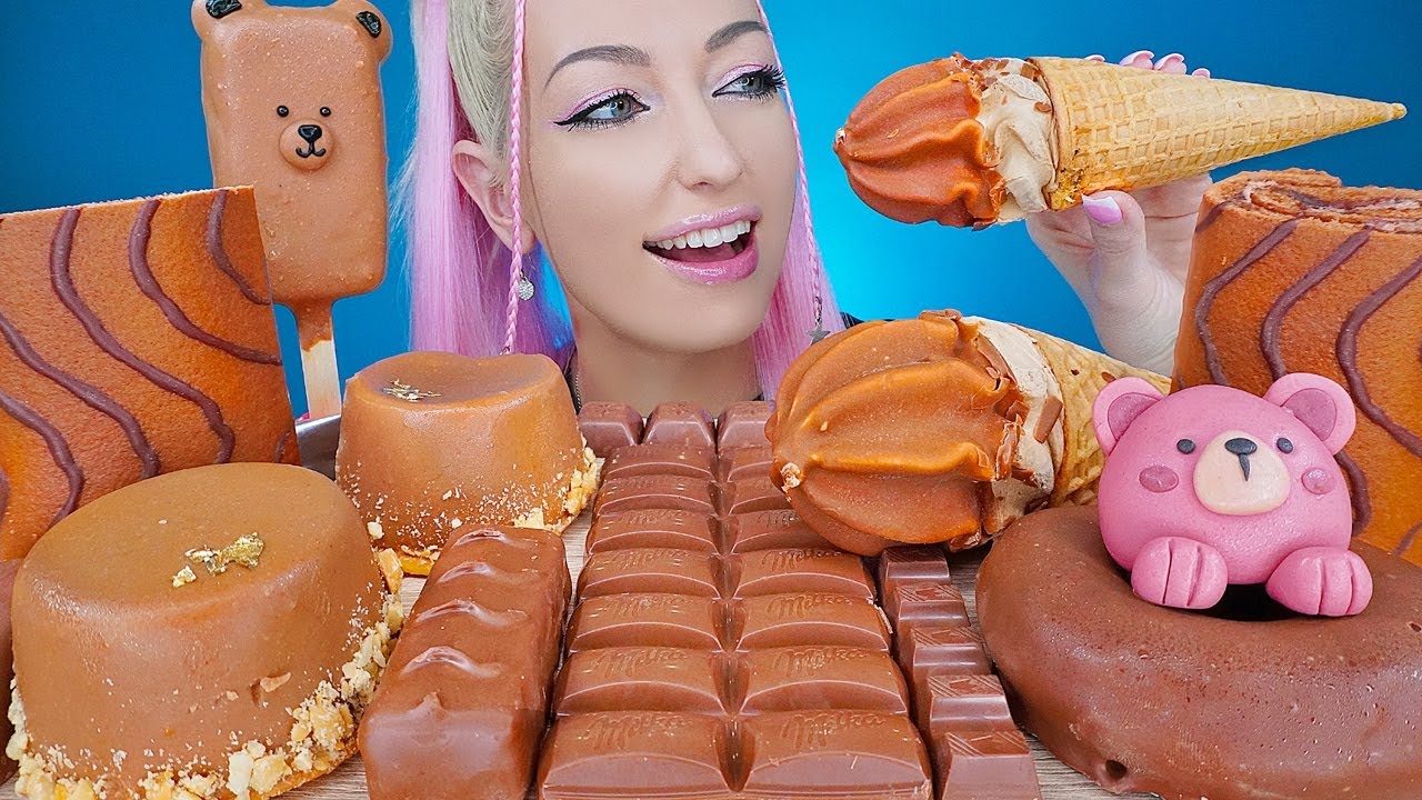 ASMR EATING CHOCOLATE, ICE CREAM, CAKE, CANDY BARS, MILKA, DESSERT, MUKBANG, 다양한 초콜렛 디저트 먹방