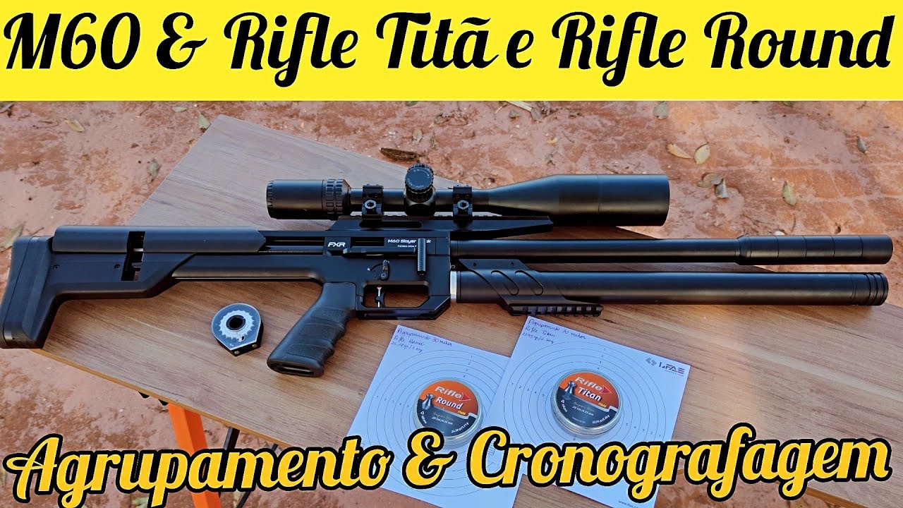 CARABINA PCP M60 SLAYER BLACK 6.35 AGRUPAMENTO COM RIFLE TITÃ E RIFLE ROUND