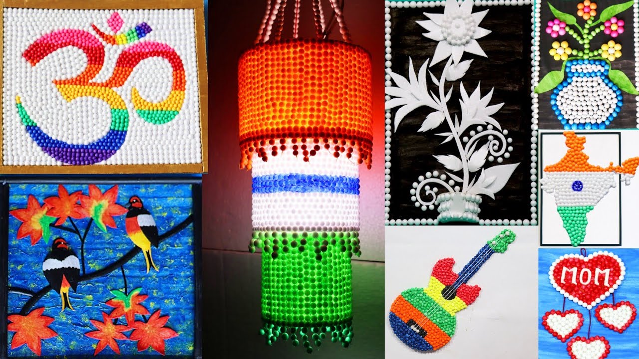 Top 10 Beautiful Wall Hanging Craft Ideas। Thermocol Craft। Thermocol Balls Craft। Thermocol Plate।