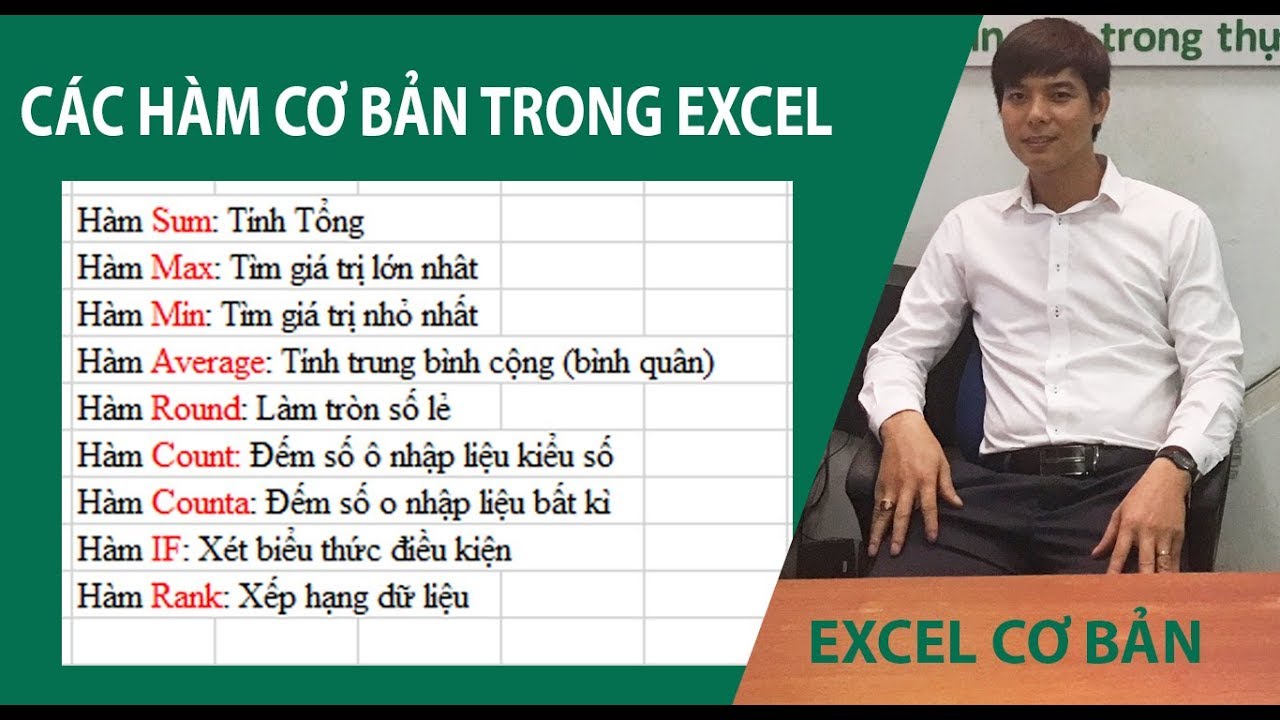 Học excel cơ bản bài 2: Hướng dẫn các hàm cơ bản trong excel