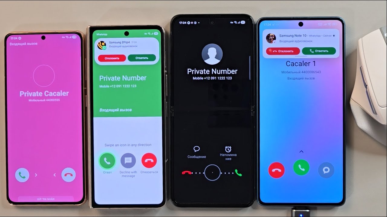 Incoming call Samsung ZFold 4 Samsung ZFlip 3 Poco F5 Samsung S21 with mouse control