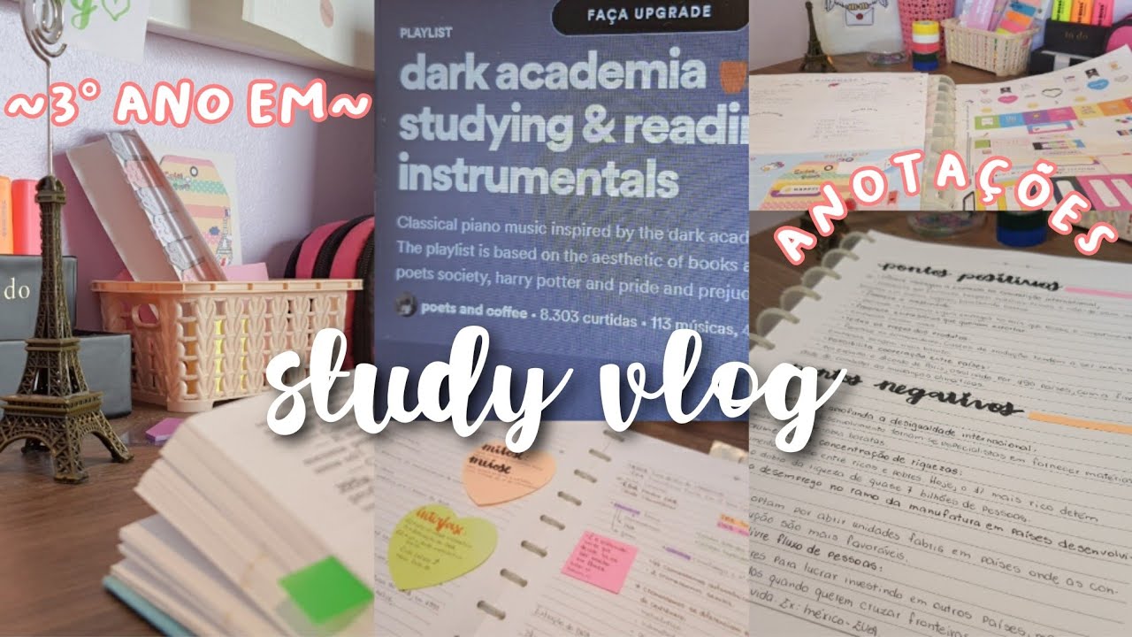 study vlog em um domingo │anotações, 3°ano EM, stoodi, rotina