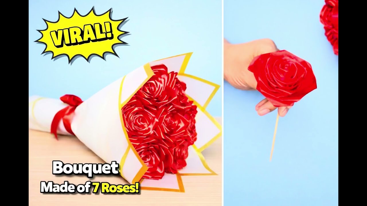 They Thought They Were REAL 😍 7 Roses Made from Ribbon! 🌹✨
