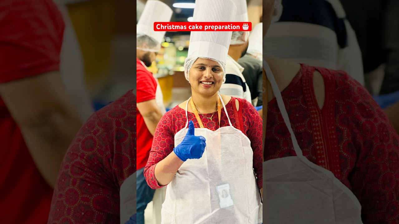 Christmas cake mixing in office event 