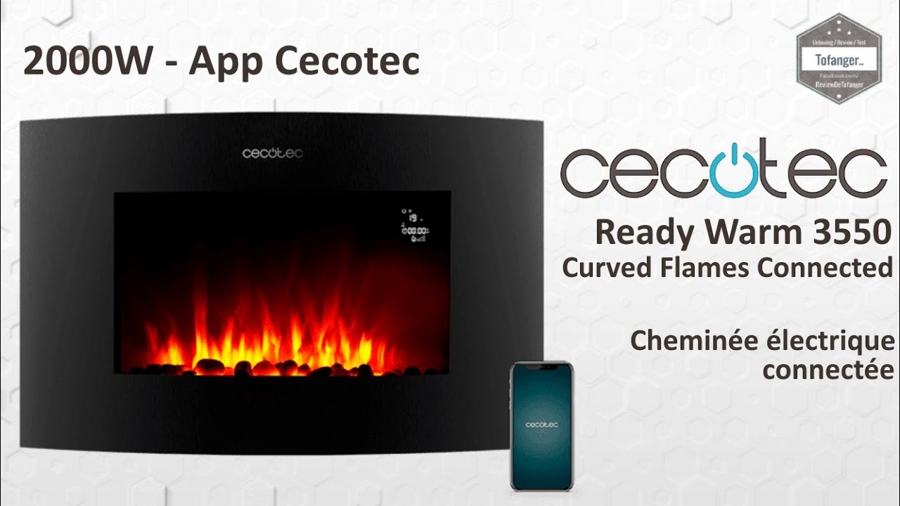 Cecotec Ready Warm 3550 Curved Flames Connected - Электрический камин с подключением - 2000 Вт
