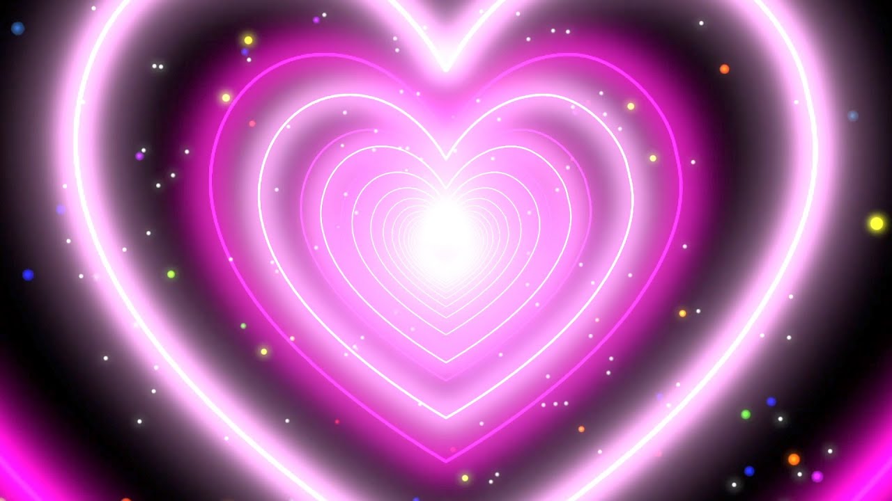 10 Hours💖Pink Heart Background │ Neon Lights Love Heart Tunnel Background Video Loop