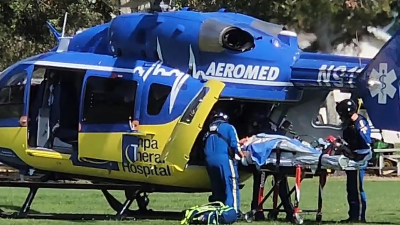 MEDICAL HELICOPTER RESPONDING TO EMS CALL - AEROMED N911TG & SAFETY HARBOR FIRE DEPARTMENT & SUNSTAR